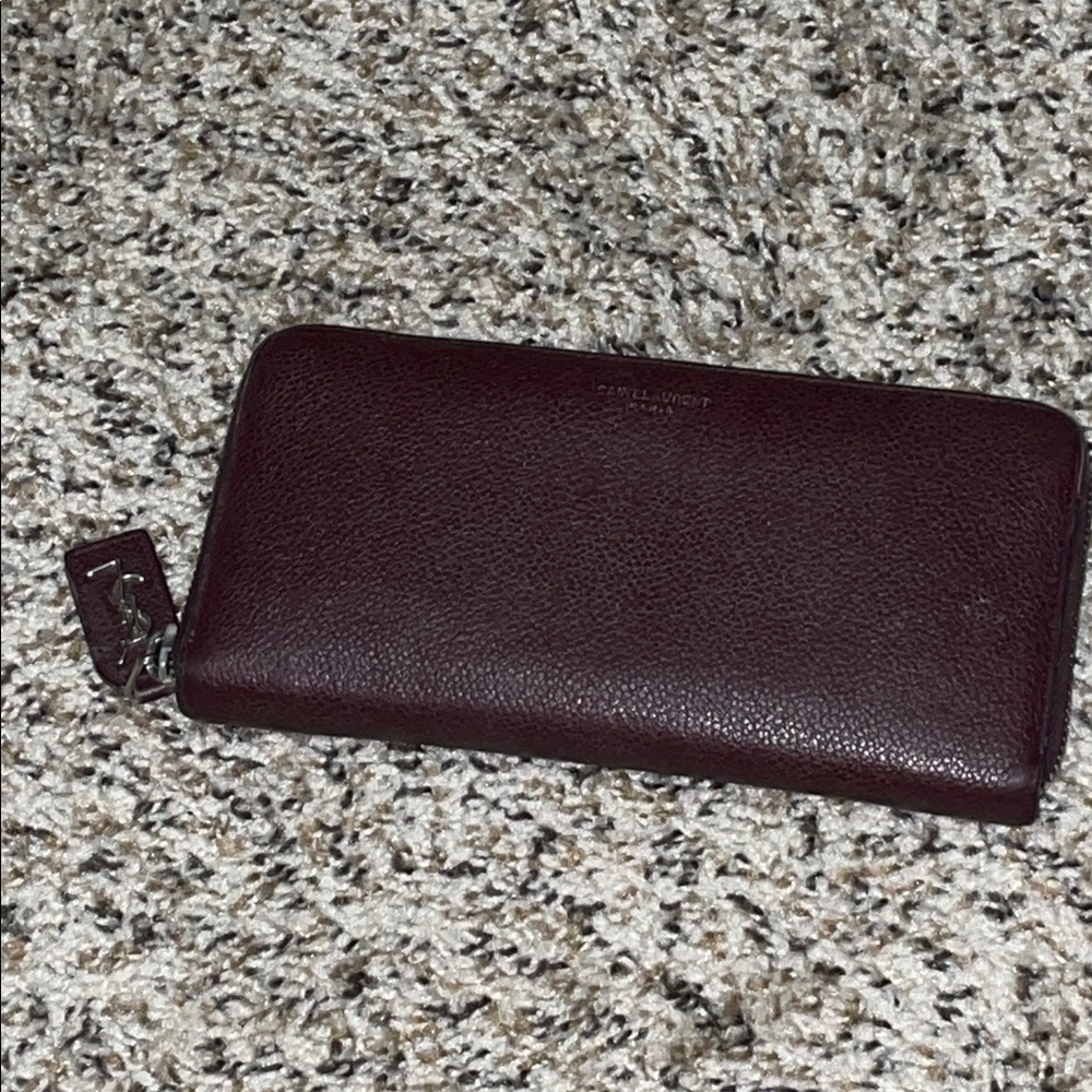 Saint Laurent Paris Burgundy Zip Wallet Leather YSL - Picture 10 of 10